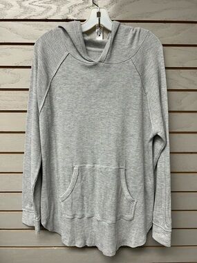 Z Supply Light Gray Waffle-Knit Hoodie